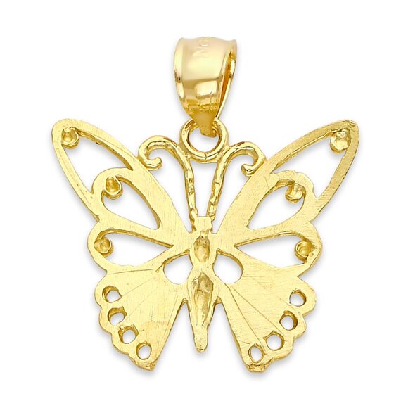 Solid 14k Gold Butterfly Pendant - Animal Insect Jewelry Gifts for Her - Picture 4 of 5